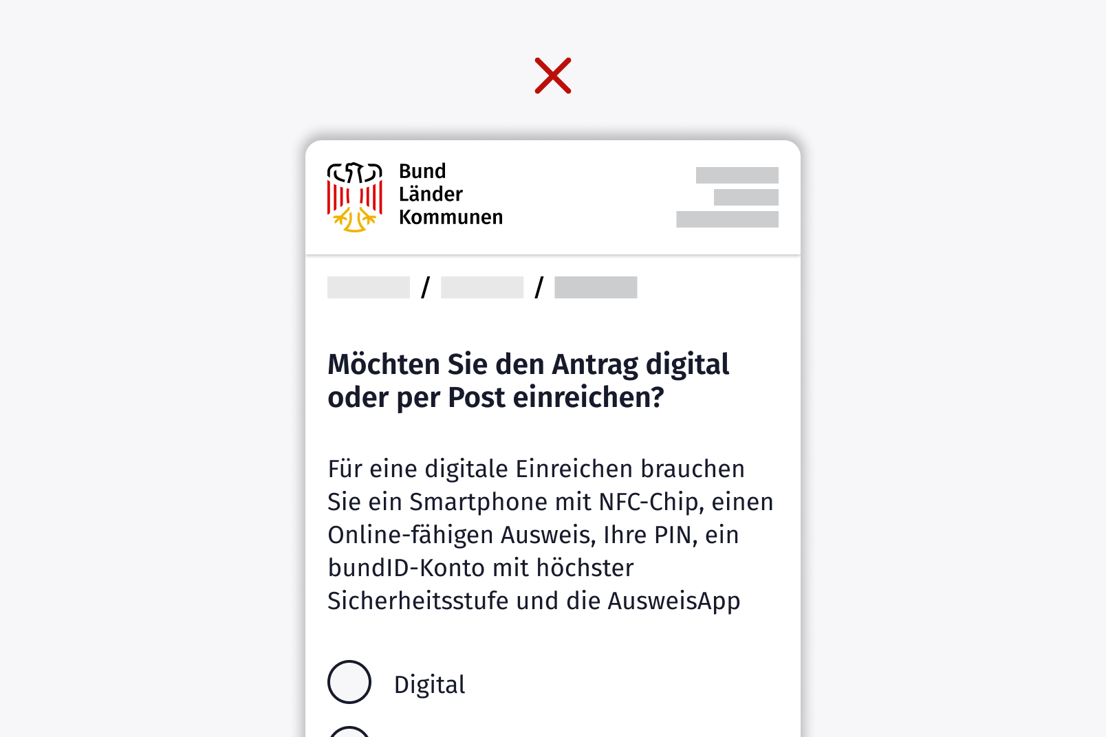 Interface mit der Frage ""